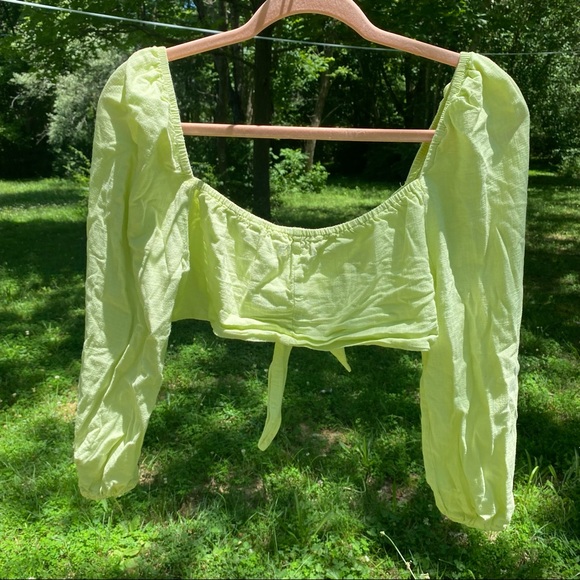 Nasty Gal Heads You Linen Tie Crop Top - Picture 7 of 9